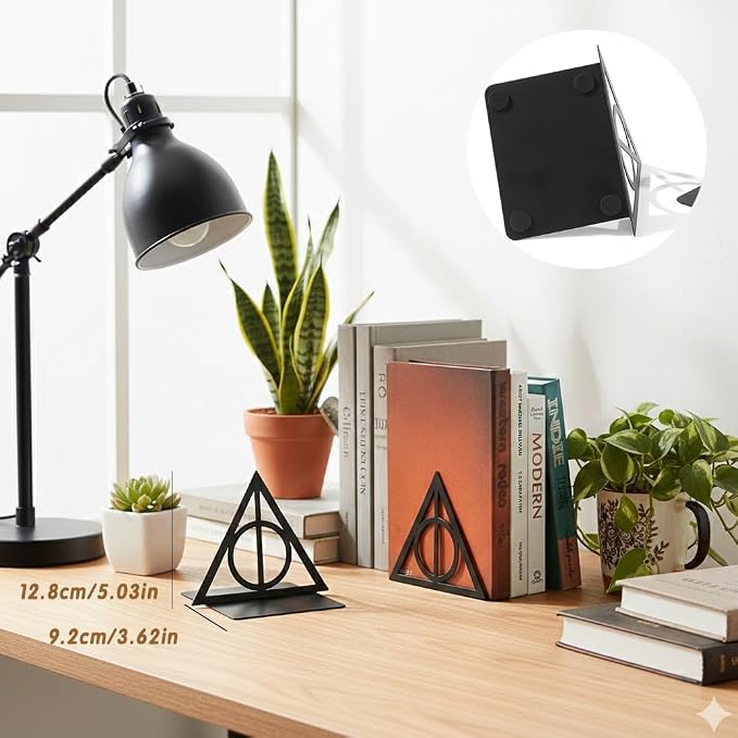 Magic Death Metal Bookend, Heavy Duty Decorative Book Ends for Anime Fans, Shelf Desk Organizer Accessories (Two-Tone Bookend)