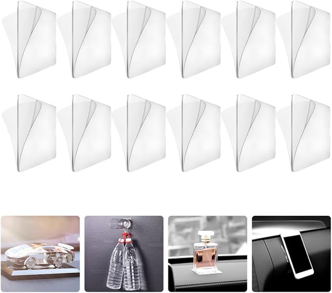 Abaodam 12pcs Double Sided Adhesive Tape 6cm Strong Waterproof Nano Mounting Patch Universal Hook-Free Traceless Sticky Tape for Wall and Office Use