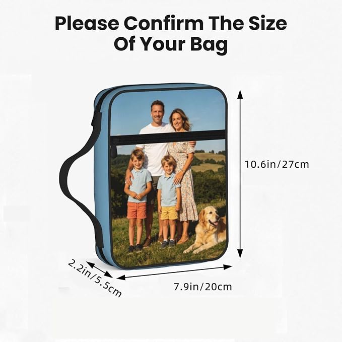 Personalized Bible Cover for Men Women Custom Bible Case with Picture Text Name Logo Customized Storage Bag with Pockets