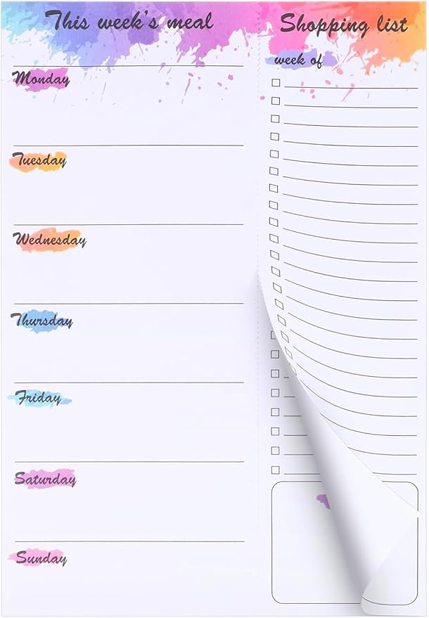 60 Sheets Weekly Meal Planner for Fridge, 7x10" Grocery List Magnet Pad for Fridge Undated Menu Planner with Tear off Shopping List for Meal Planning and Convenient Shopping, Colorful Ink