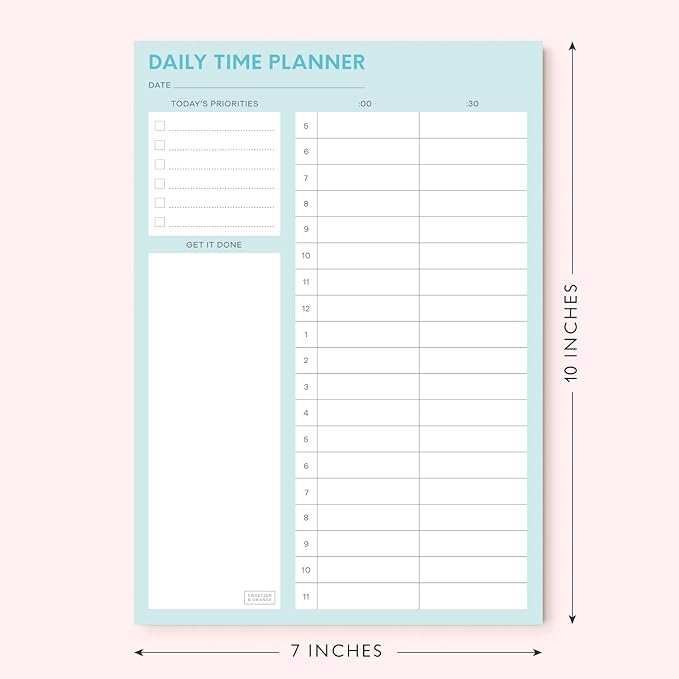 Sweetzer & Orange Time Block Planner. Undated Organizer To Do List Notepad. 7x10” Day Scheduler Productivity Task Pad. Checklist Diary, Work Journal, Appointment Pad, Daily To Do List Daybook