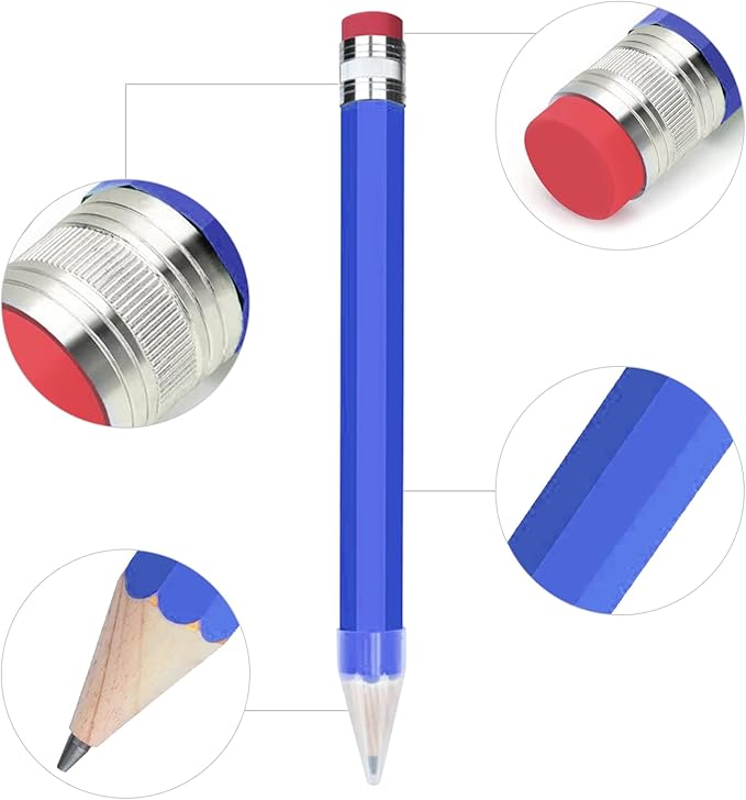 BUSHIBU Giant Pencil, 14 Inch Big Jumbo Pencils, Funny Oversized Huge Comically Large Pencil with Cap for Prop/Gifts/Decor(Blue/Pink)