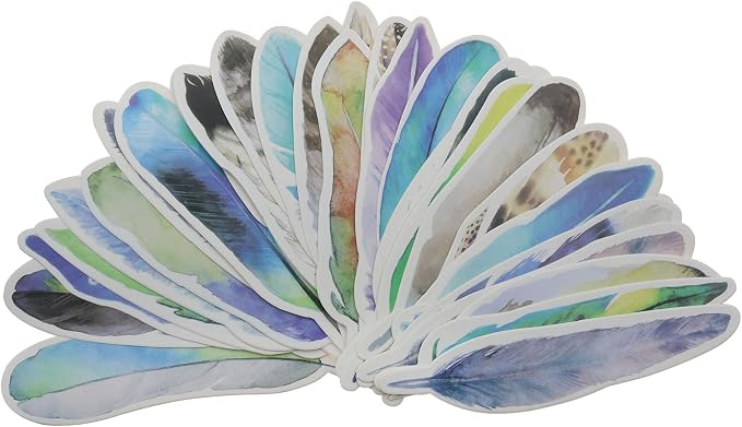2 Boxes/60 PCS Color Feather Paper Bookmark Feather Shaped Bookmark Paper Bookmarks for Book Lovers Men Women and Students 30 Styles
