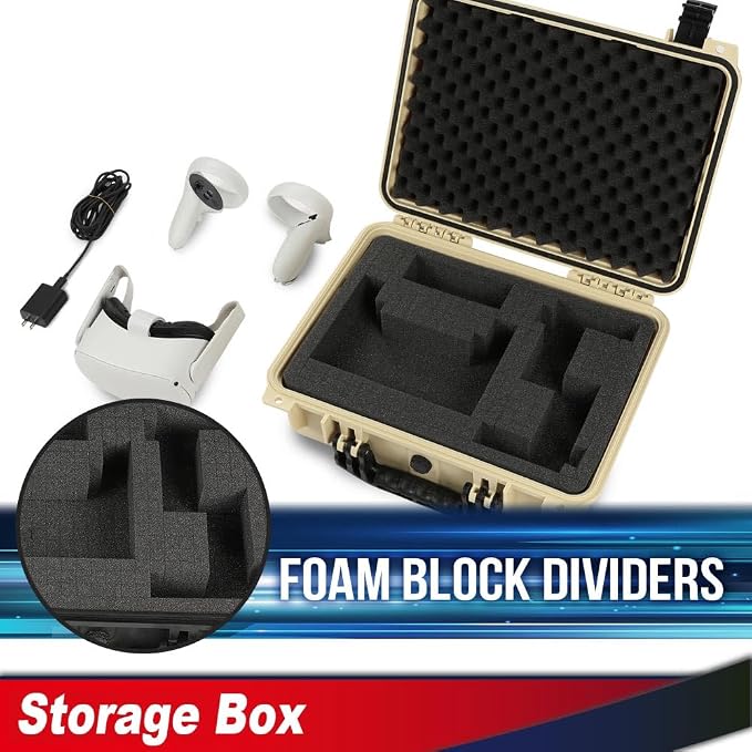 Storage Box for Collectible Cards, Tools, Screws, Craft Supplies DIY Adjustable Organizer Box with Removable Dividers & Protective Foam, Lightweight Stackable Storage Container Beige Large