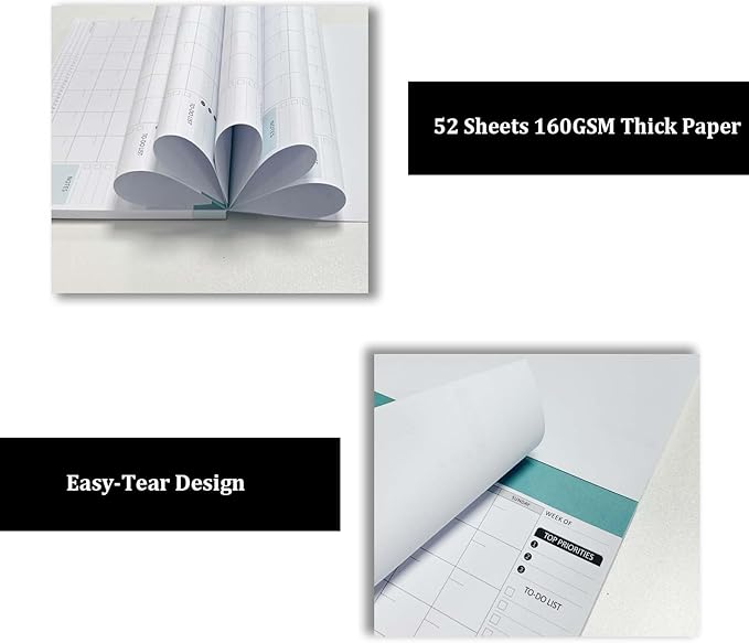 Monthly Planner Notepad - 52 Pages of Blank Calendar Sheets, Undated Planner for Organizing Tasks & Scheduling, Blank Calendar Design for Custom Monthly Planning, 7" x 10", Green