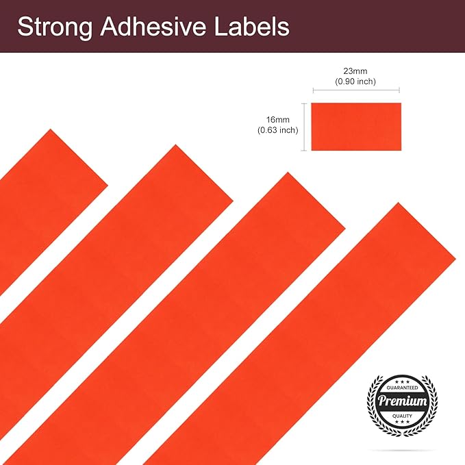 Motex 2 Line Blank Labels - 10,000 Fluorescent Red Blank Price and Date Gun Labels, Fits MX-2316