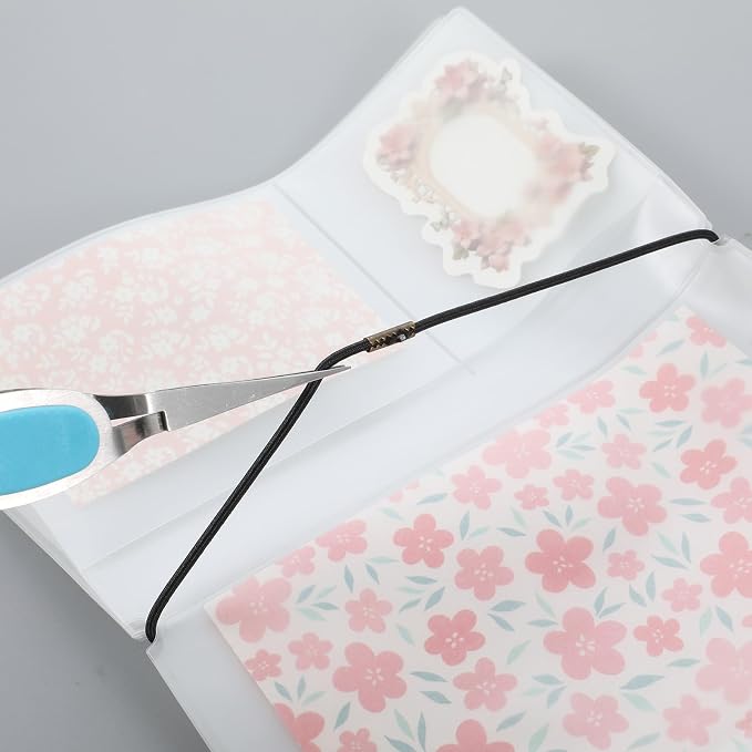 5PCS Travelers Notebook Insert, Transparent PVC Pocket Organizer, Travelers Notebook Accessories, Zippered Pouches with Elastic Bands, Storage Inserts for Cards, Notes, Money