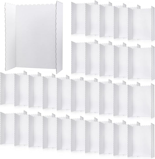 Outus 36 Pcs 24 x 36 Inch Trifold Poster Board Tri Fold Science Fair Display Boards for Projects Photo Picture Exhibition Event Displays Business Presentation School Foldable,White Corrugated
