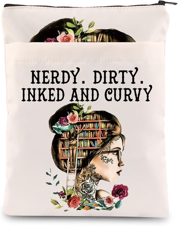 KEYCHIN Reading Lover Book Sleeve Book Club Librarian Gifts Nerdy Dirty Inked and Curvy Book Cover Book Lover Gifts Book Covers for Paperback (Nerdy Dirty BS)