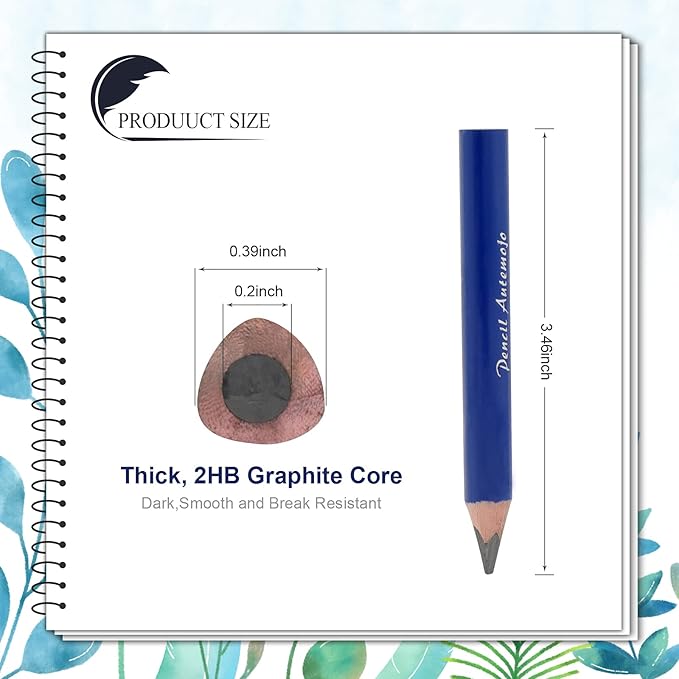 Suitable for 2-6 years old short triangle grip thick pencil 8 3.5-inch preschool children handwritten drawing mini wooden pencils (Dark blue, 5mm thick core)