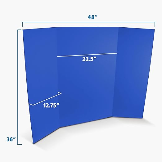 Flipside Products 36” x 48” Project Boards for Presentations, Science Fair, School Projects, Event Displays and Trifold Picture Board, Proudly Made in USA - Blue - 10 Pack
