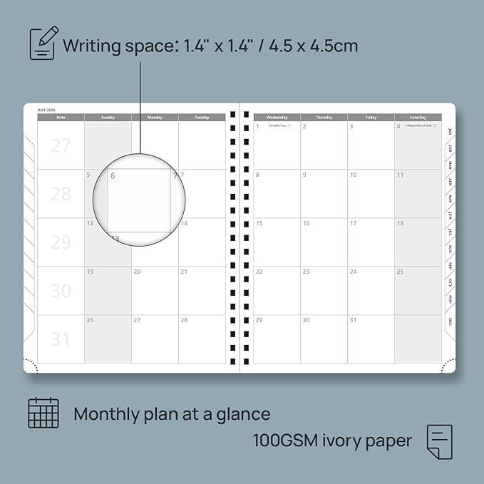 POPRUN 2026 Planner Daily Weekly and Monthly Calendar with Hourly Schedule, Monthly Tabs(Large Size 10'' x 8'' Wire-Bound Hard Cover) - Agenda 2026 (Jan.2026-Dec.2026) - Haze Blue