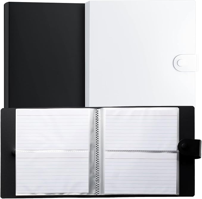Geyee 2 Pcs 3 x 5 Inch Index Card Holder Binder Note Book Recipe Card Organizer Pouches Clear Plastic Sleeves Flashcard Filing Products with Divider for Office, Total 160 Page, Hold 320 Piece