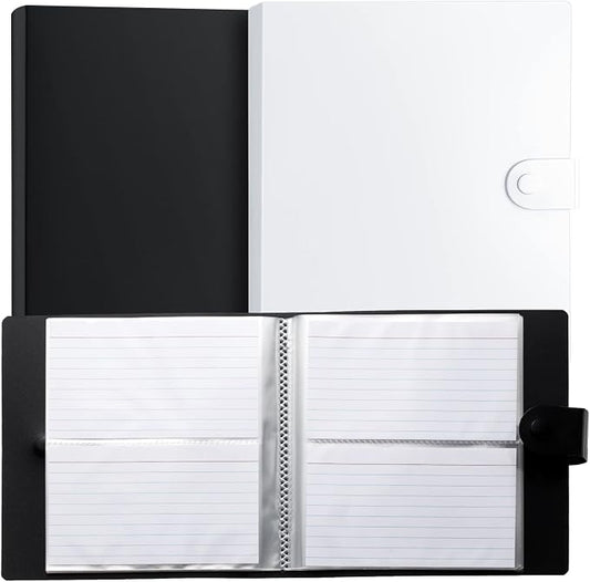 Geyee 2 Pcs 3 x 5 Inch Index Card Holder Binder Note Book Recipe Card Organizer Pouches Clear Plastic Sleeves Flashcard Filing Products with Divider for Office, Total 160 Page, Hold 320 Piece