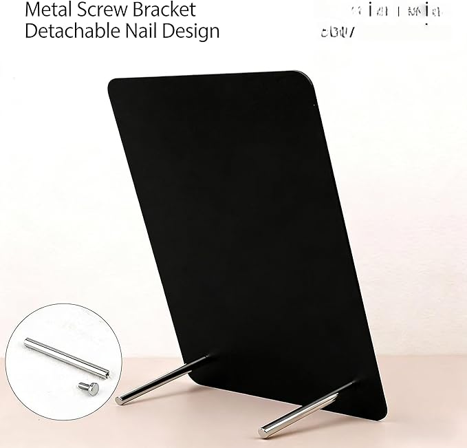 2-Pack Magnet Board, Magnet Display Stand, 12.6 x 11 Inch Memo Board with Removable Feet for Desk, Kitchen, Memo, Photo and Document Display(2, Black-Vertical)