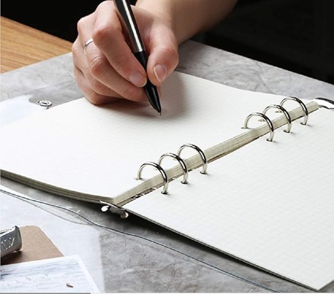Pack of 2 Transparent Soft PVC 6-Ring Binder Cover w/Snap Button Closure for 6 hole Planner Pages Refill Insert (A6 Size)