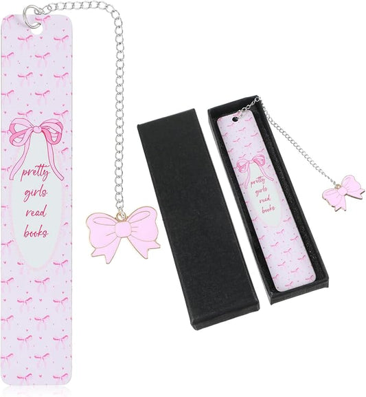 Bow Metal Bookmark Gift, Pink Bookmarks for Women, Metal Book Marks for Reading Book Lovers Gifts Books Club Gifts Birthday Christmas School Office Supplies (Pink)