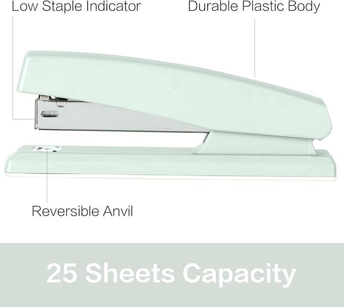 Deli Stapler, Desktop Stapler, Office Staplers, 25 Sheet Capacity, Includes 1000 Staples and Staple Remover, Green