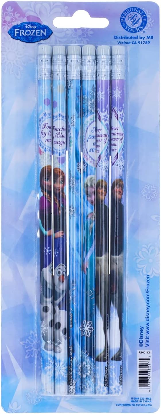 Disney Frozen 2 Kids Wooden Pencils with Erasers Childrens School Supplies 6pk