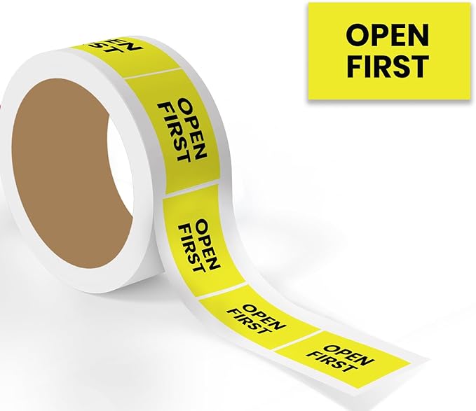 StickerJet Open First – Warehouse Receiving Labels – 3"x5" Rectangle Labels – 500 Qty/Roll – Paper, Easy Peel and Stick, Strong Adhesive, No Residue, Made in USA