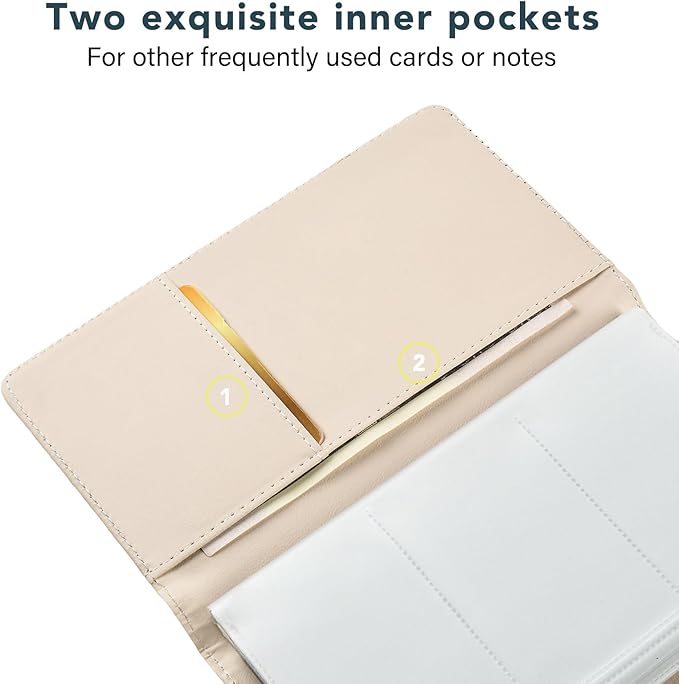 Leather Professional Business Card Holder Organizer Book - 300 Card Capacity Premium PU Folder with Soft Cover, Name Card Credit Cards Binder for Men/Women, Desert Leaf