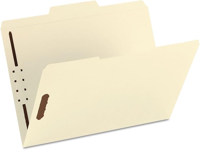 Smead 100% Recycled Fastener File Folder, 2 Fasteners, Reinforced 1/3-Cut Tab, Letter Size, Manila, 50 per Box (14547)