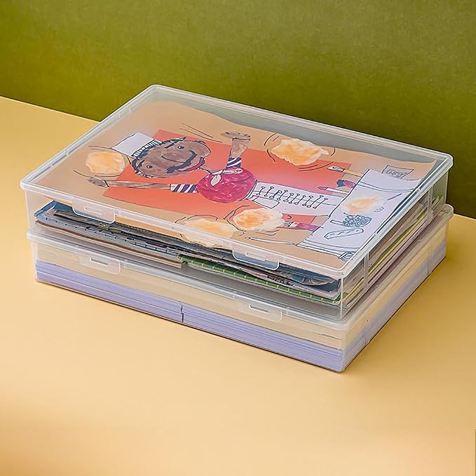 Clear Plastic File Storage Boxes with Lids for Files,Stackable File Box,File Portable Paper Case,Containers for Organizing Paper, Letters, Documents, Art Supplies (Clear-8K for one)