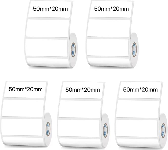White Thermal Labels Compatible with Phomemo,Marklife for Barcode, Price Tags, Shipping & Logo Design (5, 1.97" x0.78" 320pcs/Roll)