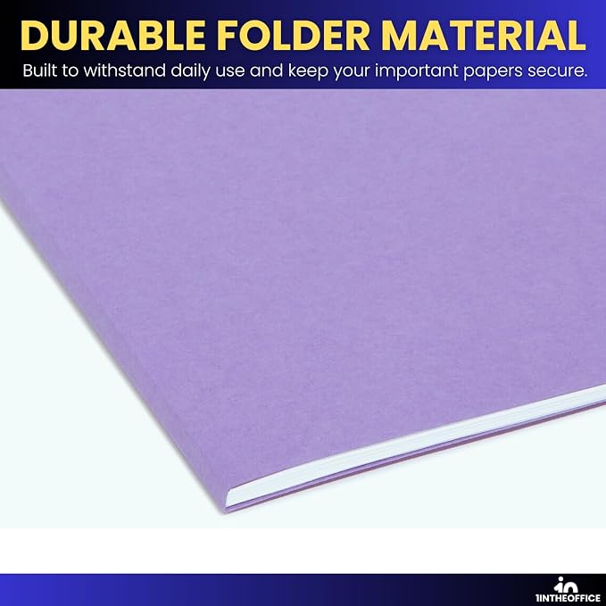 1InTheOffice Purple File Folders, 1/3 Cut Tabs, Letter Size, Violet, 25-Pack