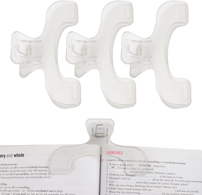 3PCS Clear Transparent Book Clip, Book Page Holder Clips for Books Office, Book Page Holder Bookmark for Home School Supplies, Multifunctional Practical Book Clips