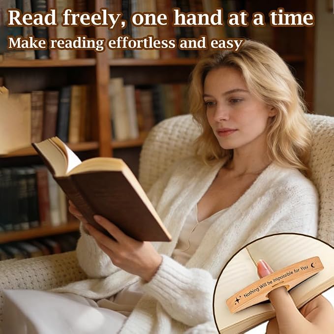 Personalized Wooden Thumb Book Page Holder Engraved with 26 Letters Initials Reading Bookmark Gift for Book Lovers, Readers, Women, Men, Teachers Christmas, Birthday(Black Walnut Wood-A, M)