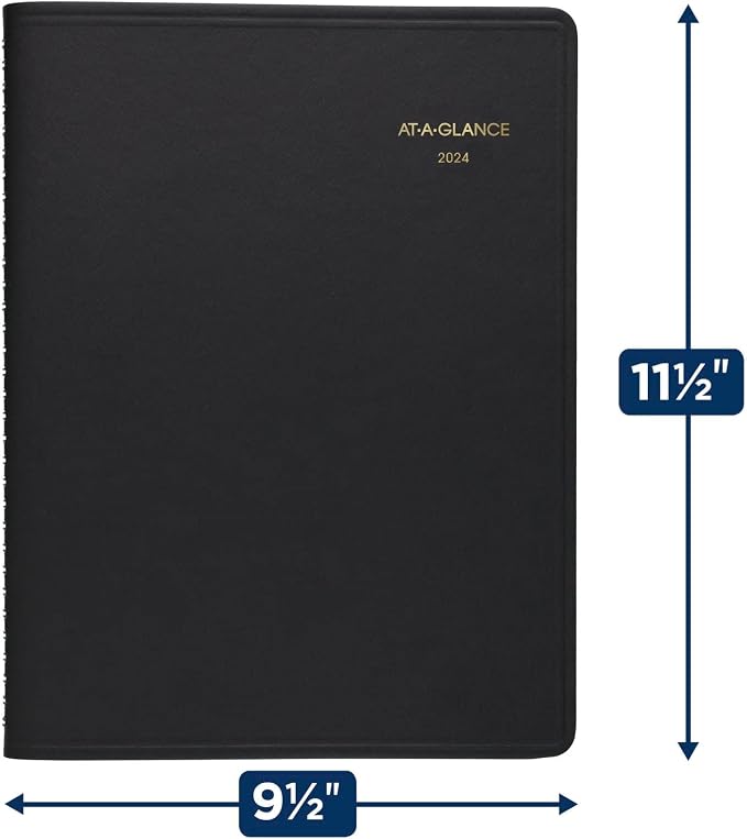 AT-A-GLANCE 2024 Monthly Planner, 9" x 11", Large, 15 Months, Black (702600524)