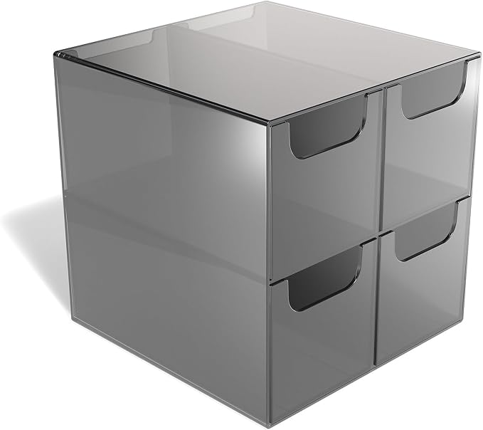 TRU RED Plastic Desktop Organizer, 4‑Compartment, Smoke, 2‑Pack – Desk Storage for Office Supplies & Accessories