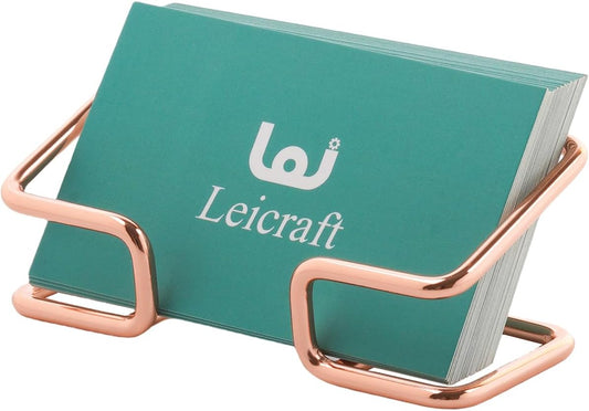 Business Card Holder for Desk, Cute Metal Card Organizers and Office Desk Accessories for Men and Women (Rose gold)