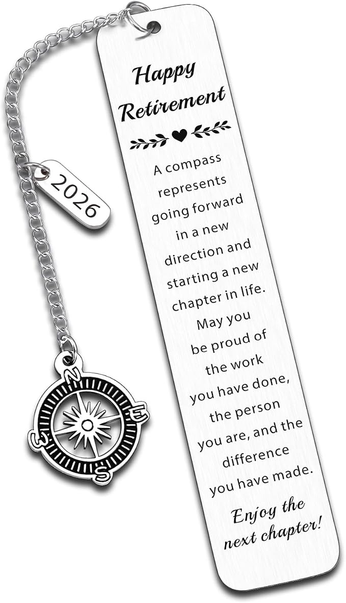Retirement Gift for Woman Men 2026, Teacher Retirement Gifts for Women Men Happy Retirement Compass Bookmark Gift Ideas, Unique Retired Gifts for Retiring Women Coworker Boss Dad Mom Grandma Grandpa