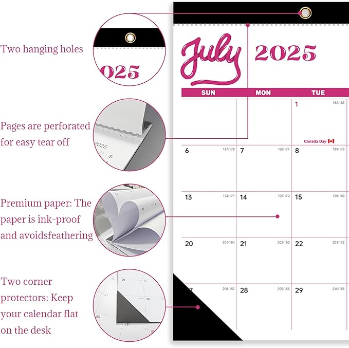 Desk Calendar 2026 , JXAVO Wall Calendar 2025-2026 Large Size 17" X 12" Covers July 2025 - December 2026, Pink Cute Desktop Monthly Calendar for Home Classroom School or Teacher Gifts & Office Supplies