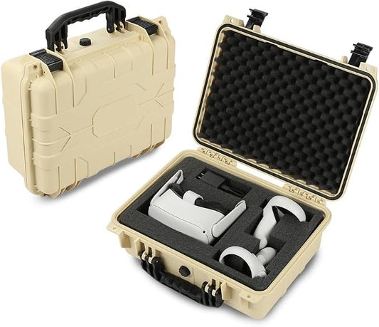CROSSDESIGN Storage Box for Collectible Cards & Craft Supplies, DIY Adjustable Organizer with Removable Dividers & Protective Foam, Stackable Container for Tools, Screws, Beads - Large Beige