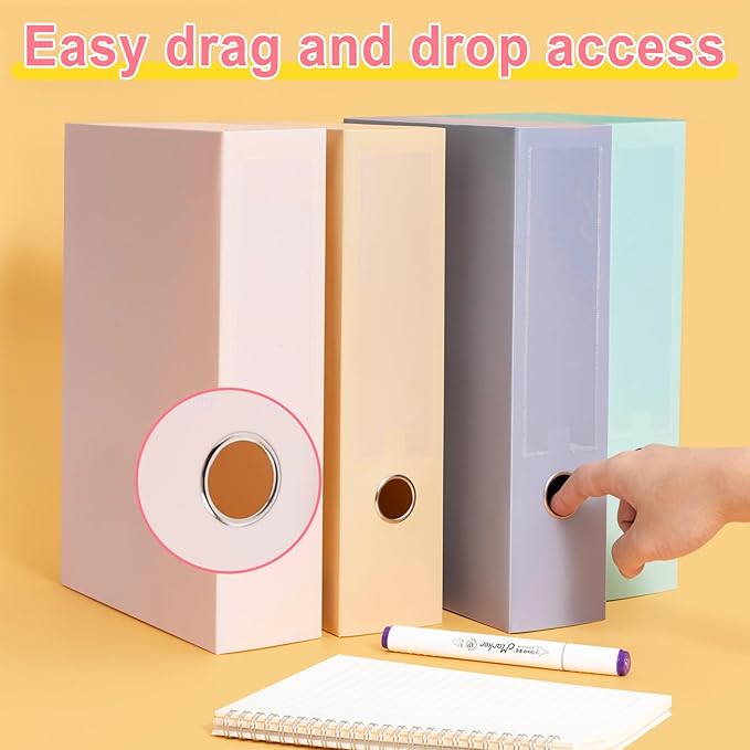 A4 Storage Archives Cases File Boxes Plastic Archives Cases with Lid, Box File, Height 75mm,4 Colores Folding Document Storage Box for Office、Homes and School-4 Pack