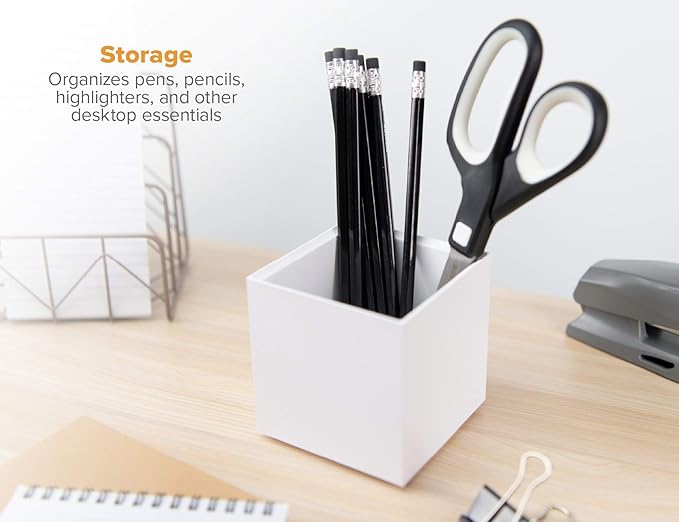 Bostitch Office Konnect Pencil Cup Desk Organizer, Pen Cup, 2-Pack, White