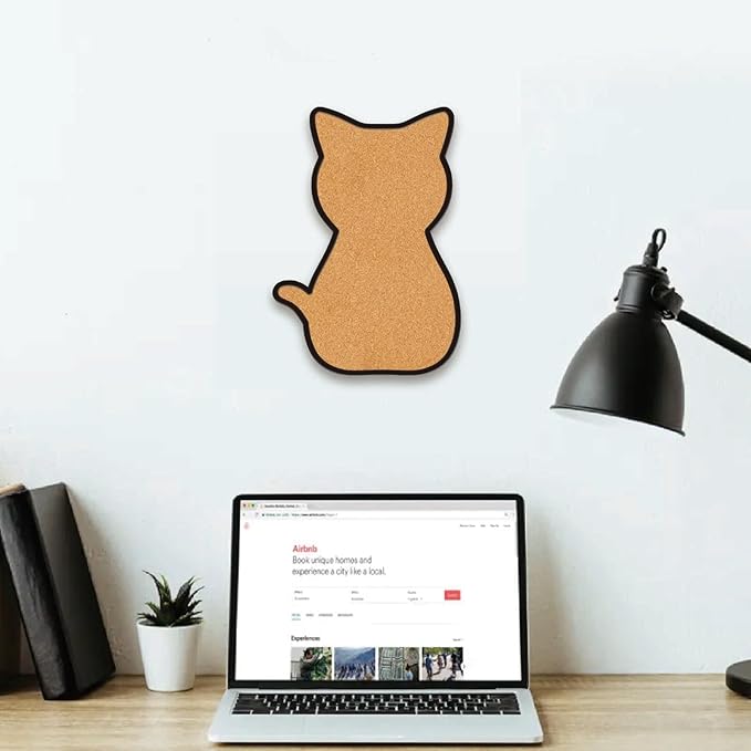 CRASPIRE Cat Pin Cork Board 11.8x8.26In Framed Bulletin Display Badge Wooden Saddle Brown Wall Mounted Memory Memo Brooch Lapel Pin Holder Storage for Home Office School Classroom Wedding Decoration
