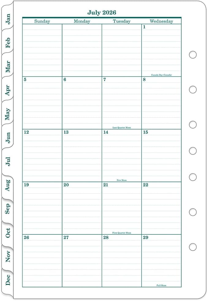 FranklinCovey - Original Ring-Bound Planner Refill - Two Page Per Month Calendar Tabs (Classic, Jul 2026 - Jun 2027)