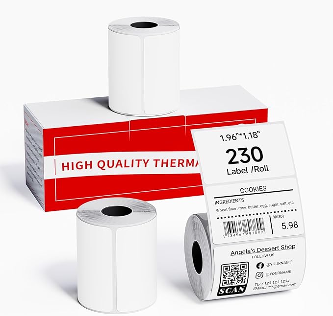 M110 Thermal Label - 1.96"X1.18" (50X30MM), Compatible with Label Maker Machine M100/ M110/ N20/ M220/ M221/M421/241BT/243BT, Multi-Purpose Adhesive Thermal Labels, Black on White, 230 Labels, 3 Roll
