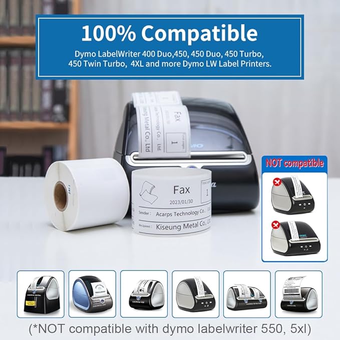 MarkDomain 10 Rolls Compatible 30323 (2-1/8" x 4", 54mm x 102mm) Shipping/Adress Label for Label Writer 450, 4XL, 450 Duo/Turbo Printers, Not for 550/5xl, 1 roll/200 Labels
