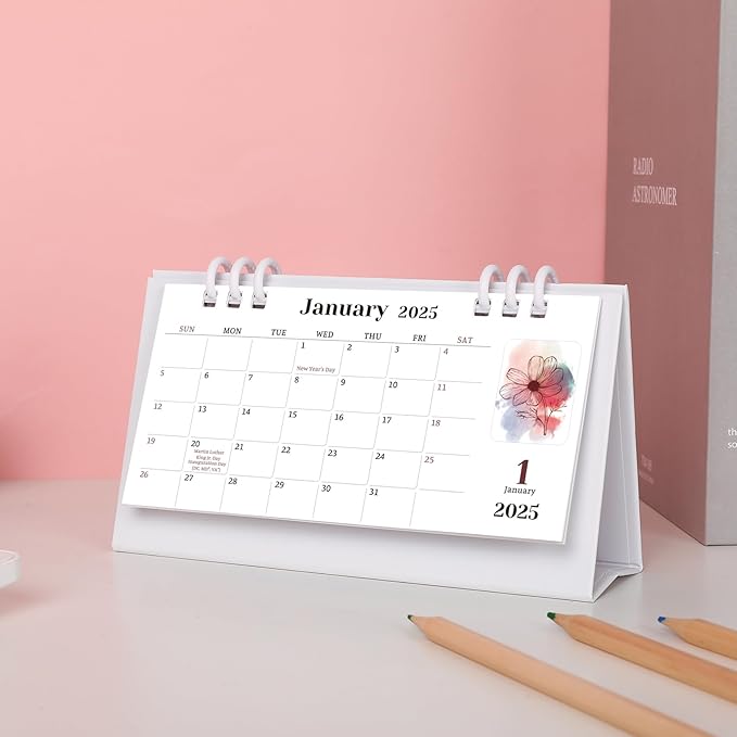 KONVINIT Small Desk Calendar 2025-2026, Aesthetic 2025 Desk Calendar - 6.3" x 3.1" - Runs From January 2025 Until December 2026, 24 Months Mini Desktop Calendar for School, Home and Office Supplies