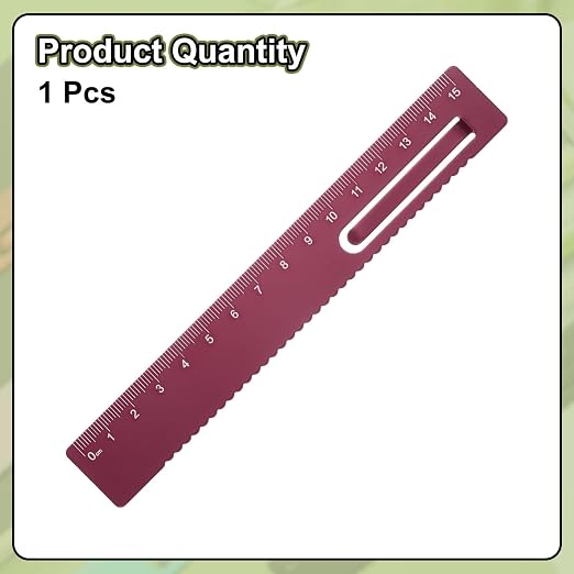HARFINGTON Straight Ruler 15cm Metric Metal Aluminum Alloy Measuring Bookmark Clip Ruler Scale Tool for Measure Study Reading Classroom Office, Dark Red