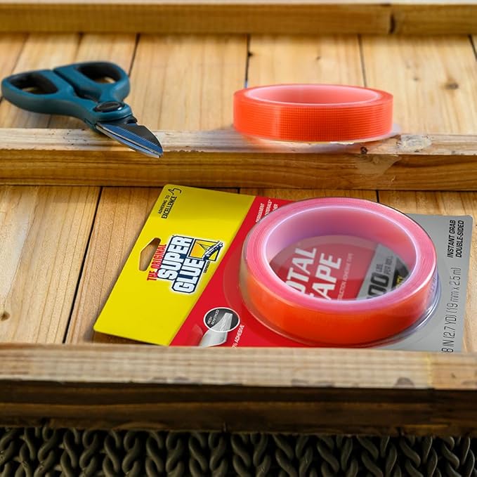 Super Glue, Total Tape Roll, Strong Indoor & Outdoor Construction Adhesive, Holds 300 lbs. per Roll, Permanent Bonding, All-Weather, Mesh Reinforced, Easy-to-Use Double-Sided Tape
