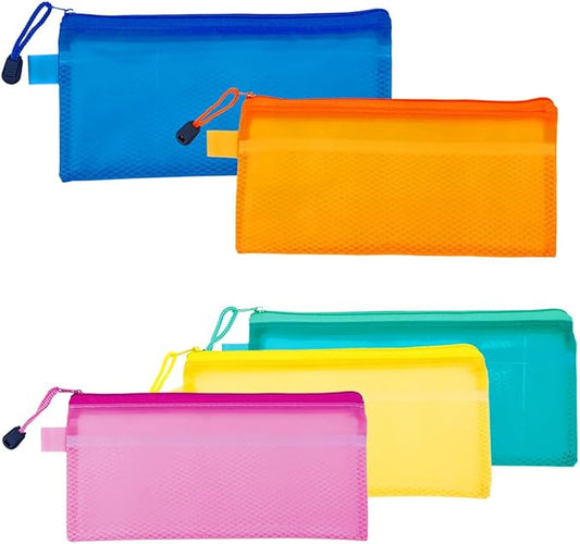Operitacx 12pcs Portable Mesh Zipper File Bags Pvc Pencil Cases for Office School Supplies Random Color Stationery Document Storage Pouches