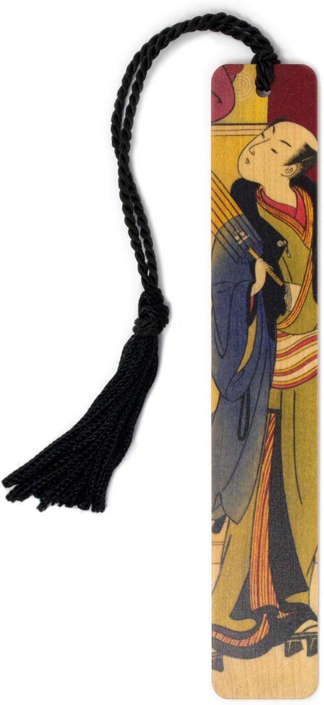Japanese Man in Kimono Wooden Bookmark | Traditional Japanese Ukiyo-e Woodblock Print Art | Gift for Art Lovers, Collectors, Readers, Japanese Art & Culture Enthusiasts | Handmade in the USA