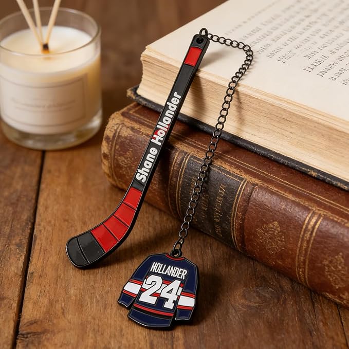 Heated Rivalry Inspired Ice Hockey Stick Bookmark, Hockey Rivals Ilya Rozanov 81 Shane Hollander 24 Metal Bookmarks Gifts Accessories for Fans Women Men Birthday Book Lovers (2pcs Ice Hockey Stick)