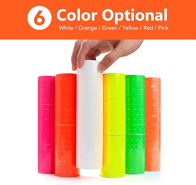 30 Rolls 15000 Price Gun Labels for Mx-5500 White Price Marker Stickers, Super Sticky Label Paper Tag Labels (Orange)